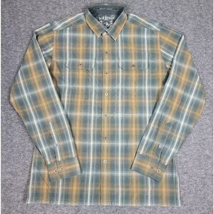 Kuhl Eluxur Shirt Men's Size M Gray Plaid Long Sleeve Button Up Outdoor Hiking